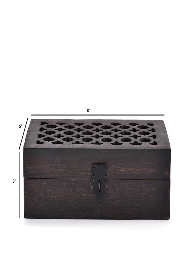BHAVATU Mango Wood Decorative Wooden Box with Hinged Lid Ideal for Keepsakes, Trinkets, Jewelry and Other Stash (8" x 5" x 3") - Image 4